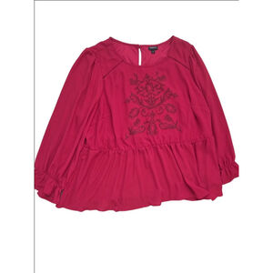 Women's TORRID Red Embroidered Blouse Plus Size 2